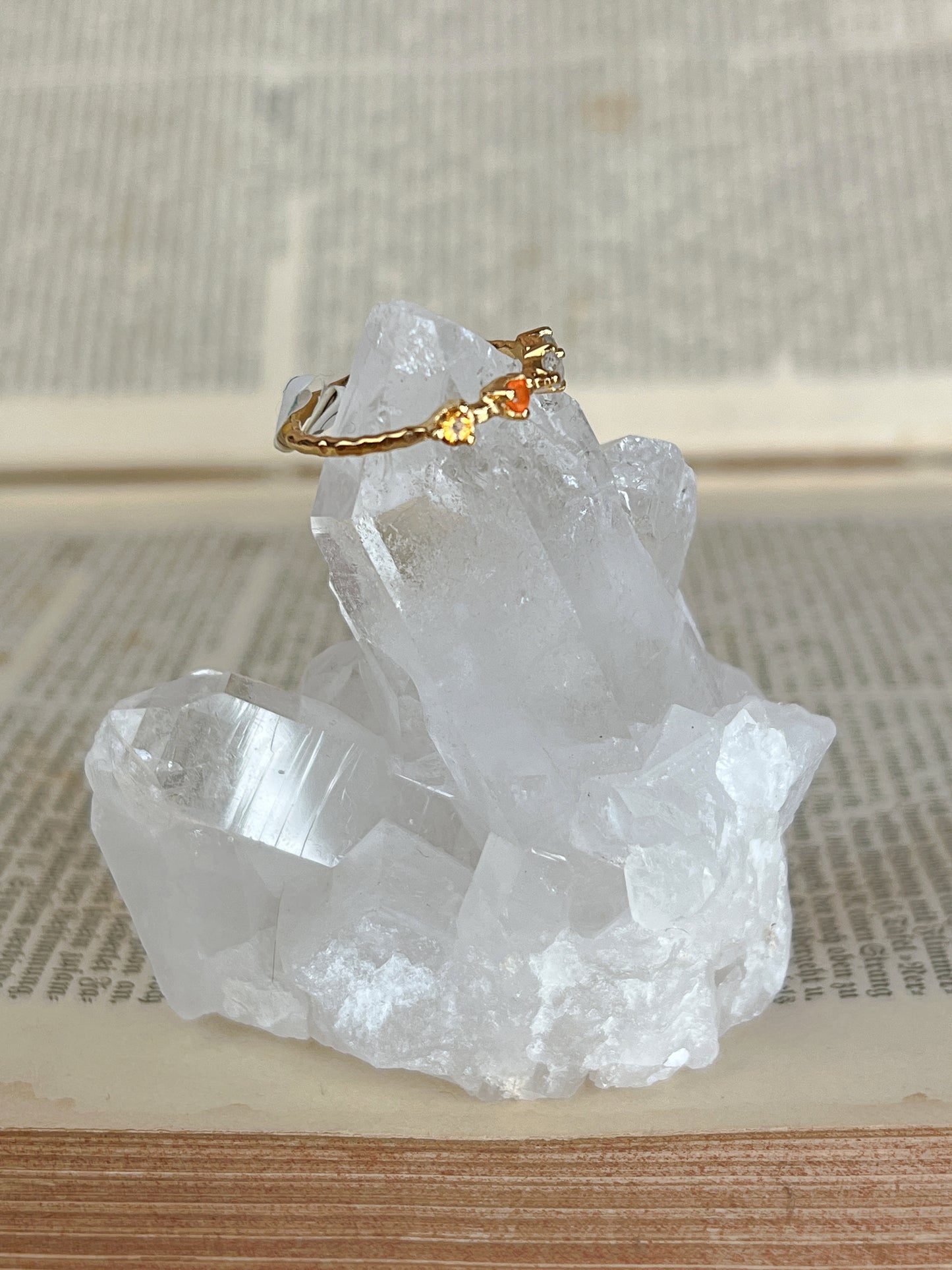 925 Silber Ring Carneol, labradorit und Citrin / vergoldet / Gr. 54