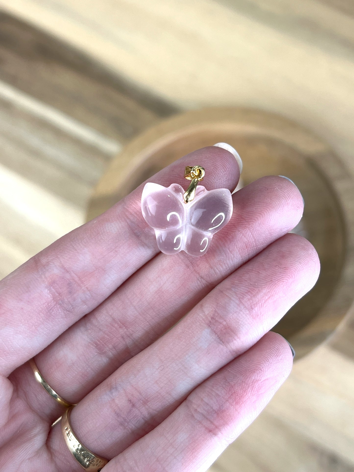 925 Silber Rosenquarz Anhänger