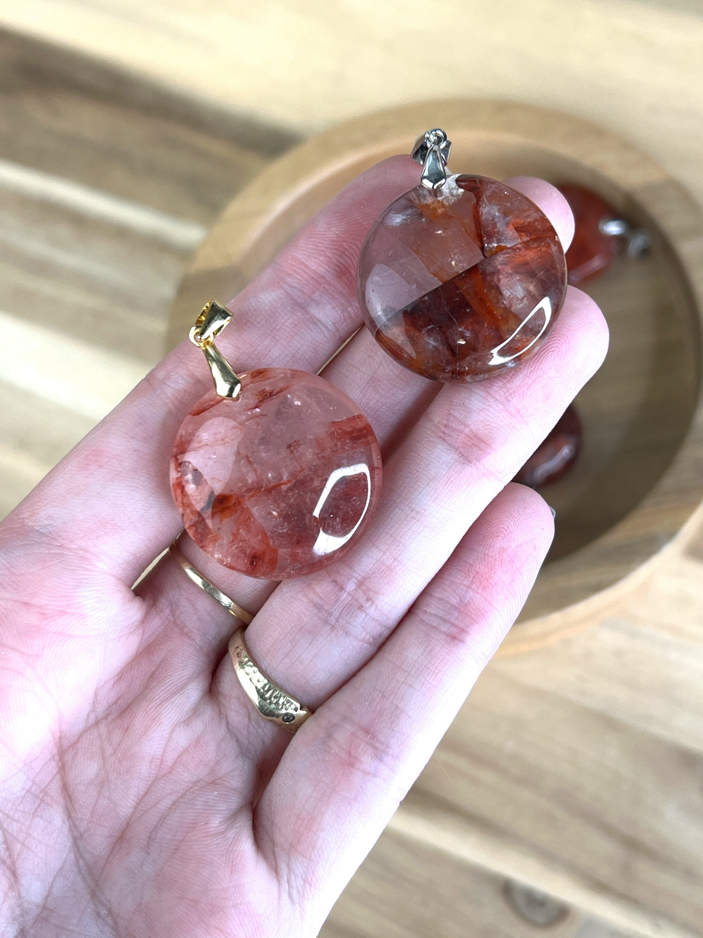 925 Silber Feuerquarz Anhänger