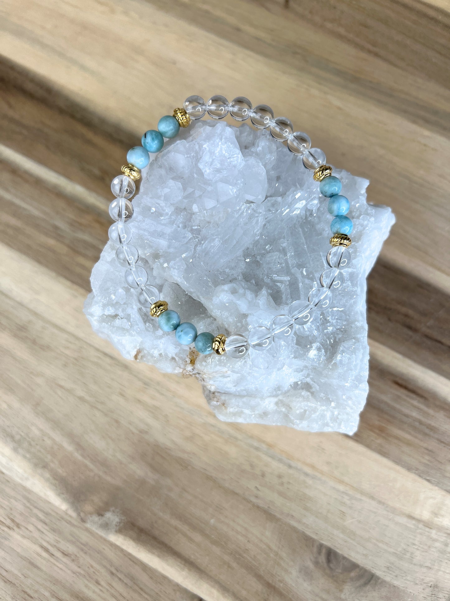 Larimar und Bergkristall Armband /6mm