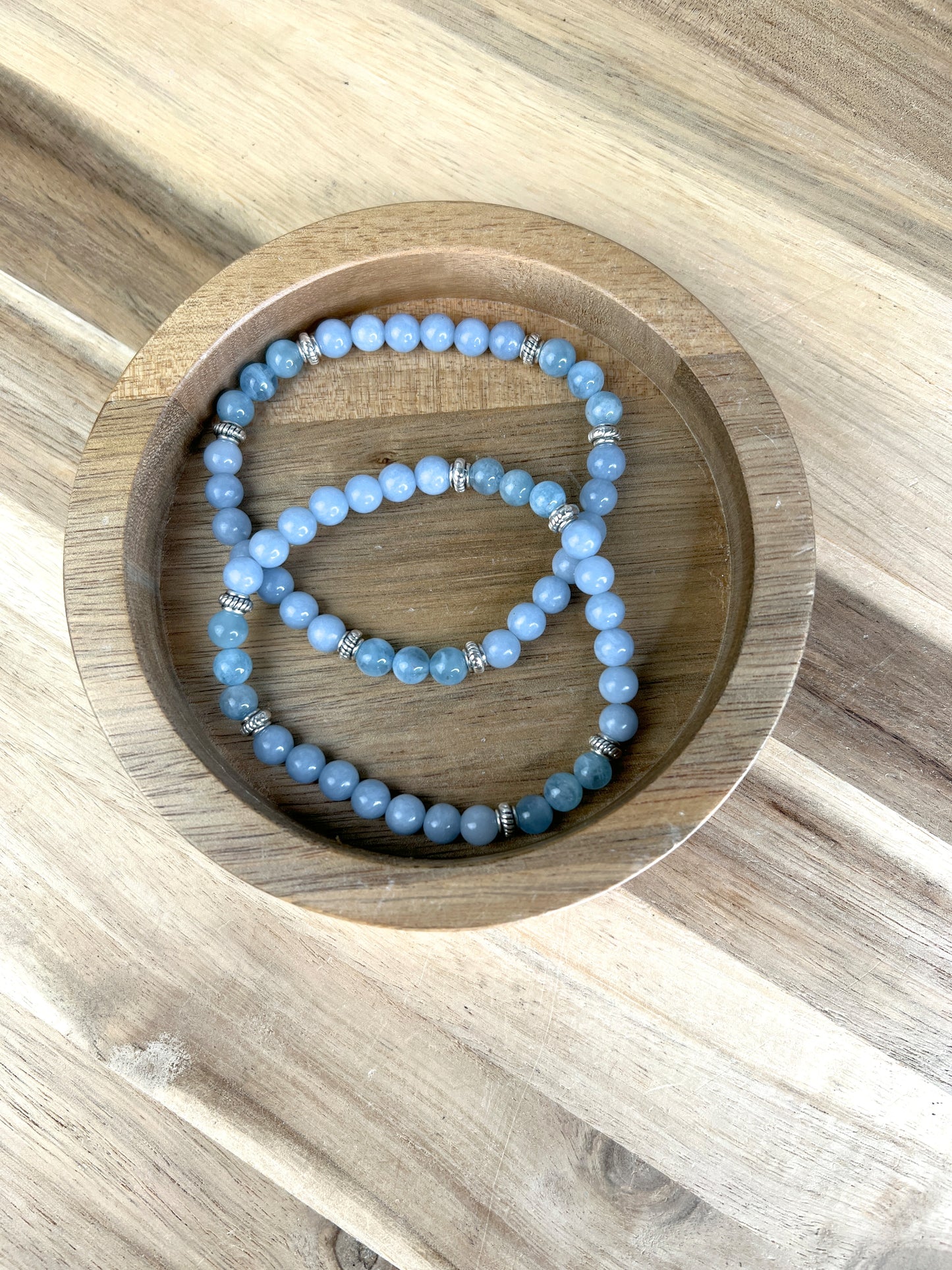 Aquamarin mit Angelit Armband /6mm