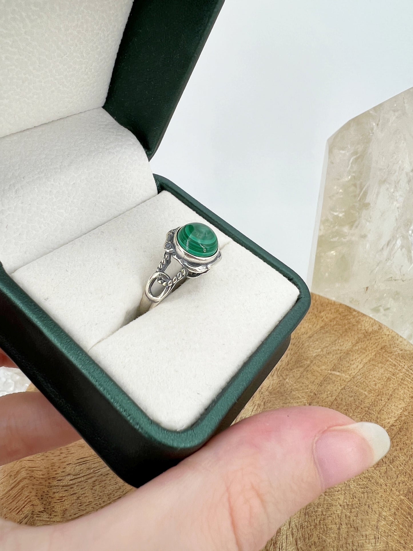 925 Silber Ring Malachit / U40