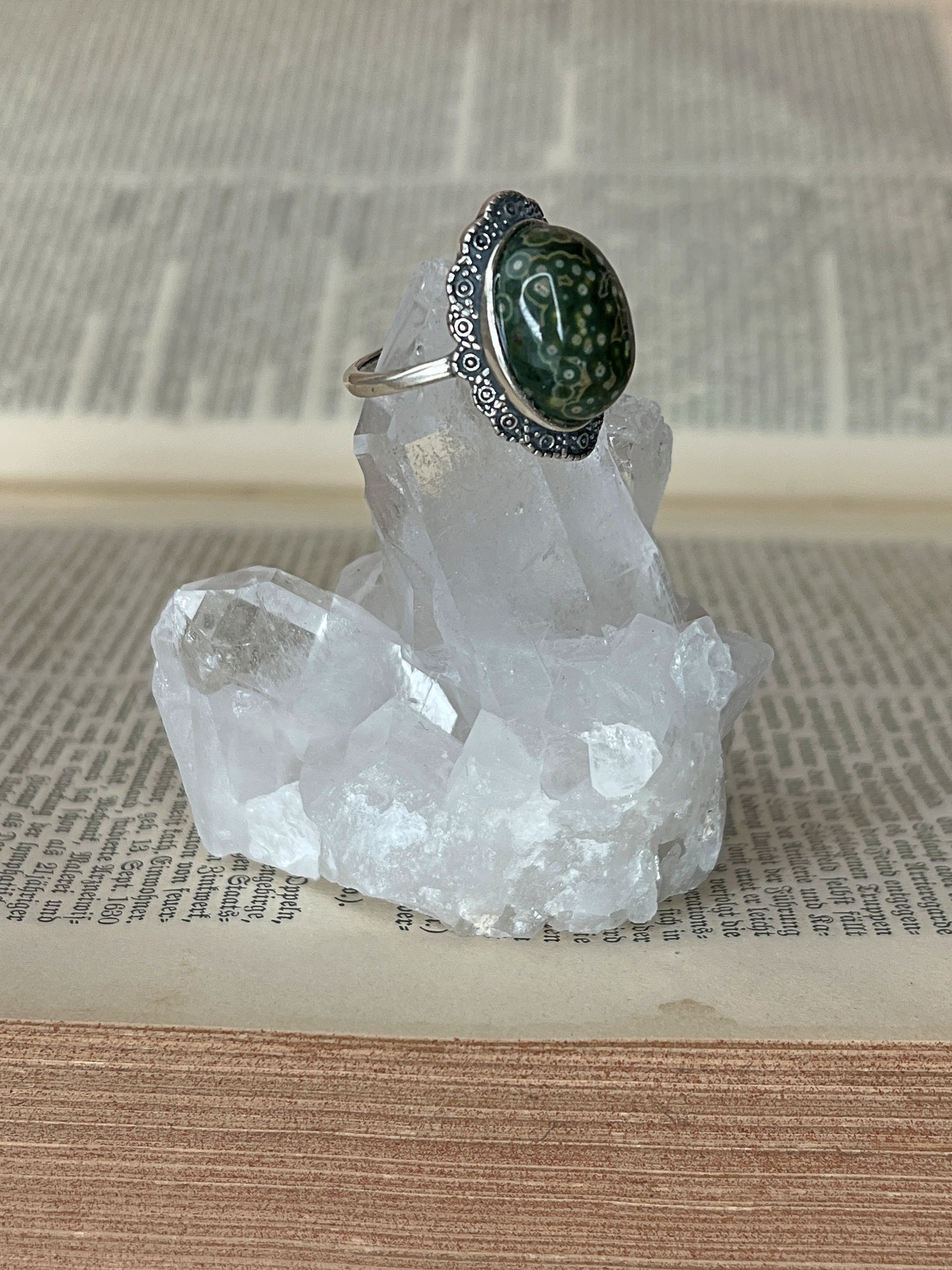 925 Silber Ring Sea Jaspis/ 3B58