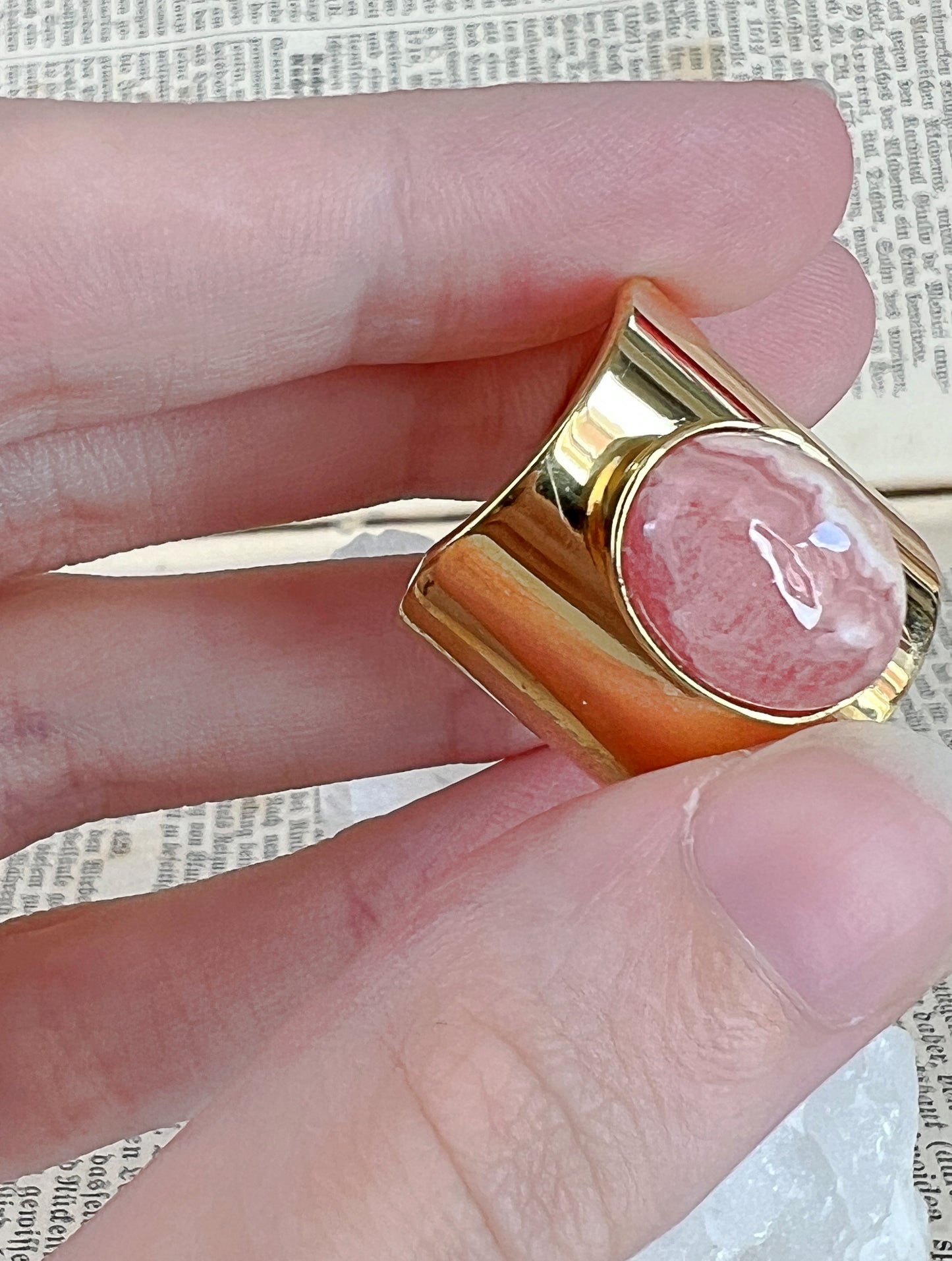 Ring Rhodochrosit/ vergoldet /B-Qualität/ 6W