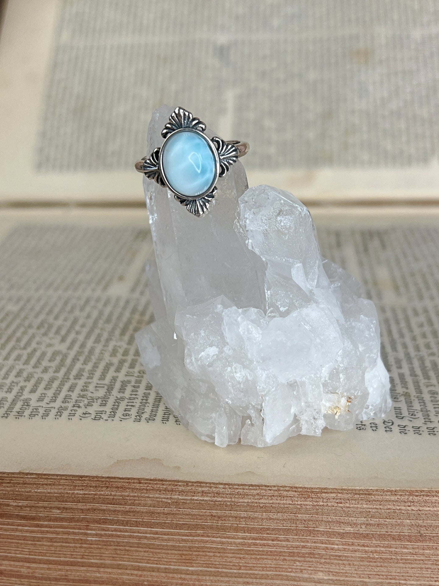 925 Silber Ring Larimar / 6K