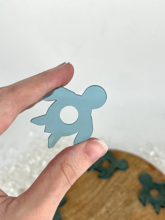 Mini Kugel Standfuß im Schildkröten Design /blau durchsichtig