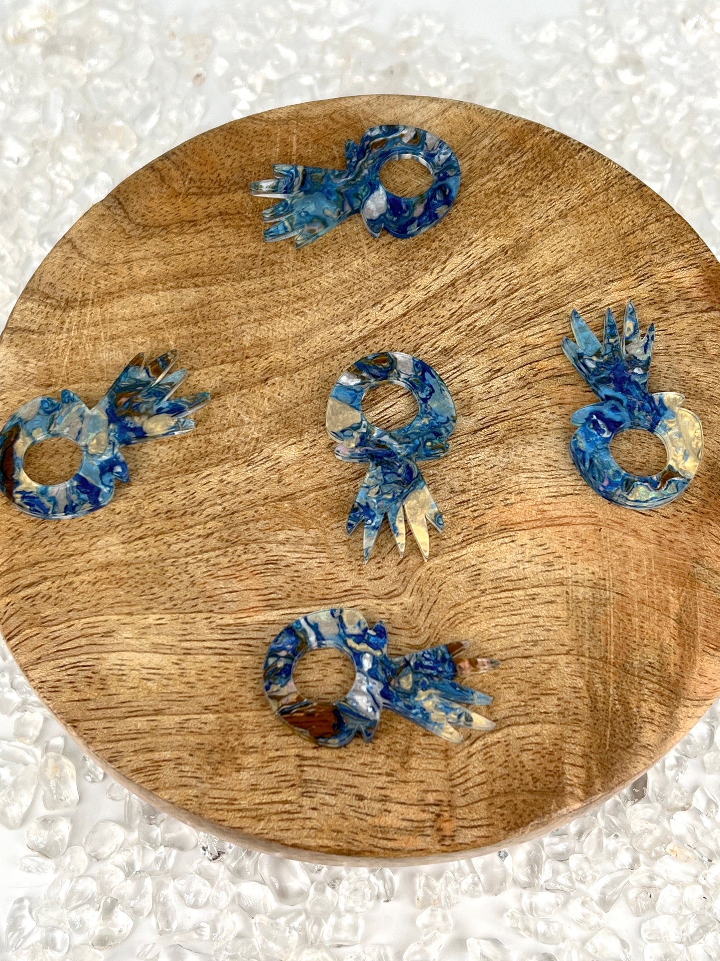 Mini Kugel Standfuß im Quallen Design / blau braun