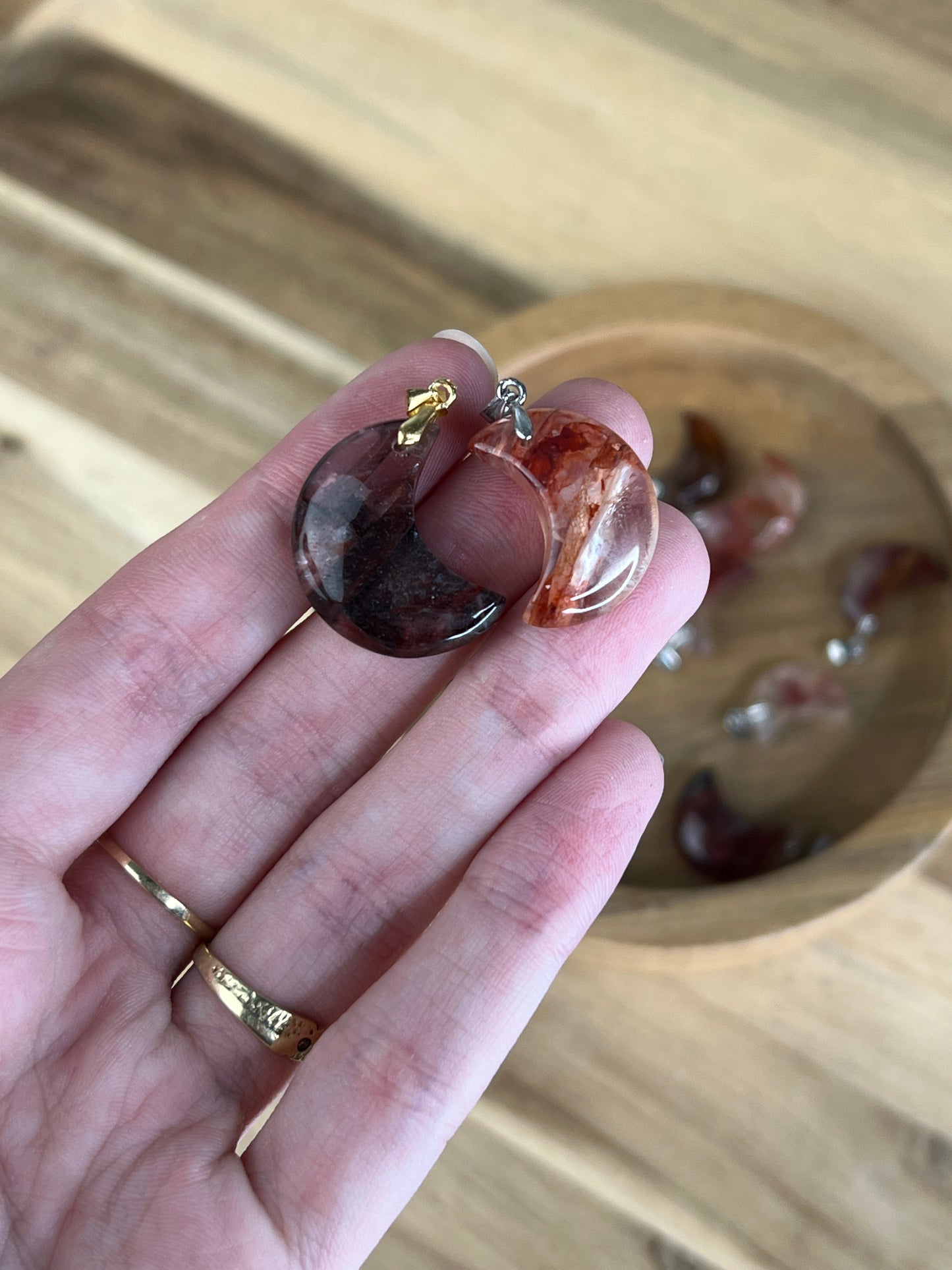 925 Silber Feuerquarz Mond Anhänger