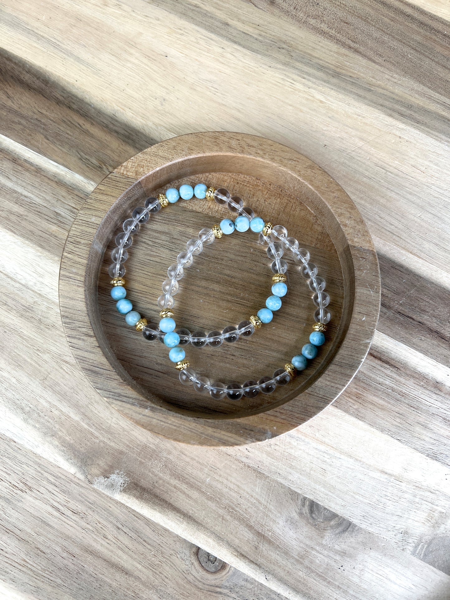 Larimar und Bergkristall Armband /6mm