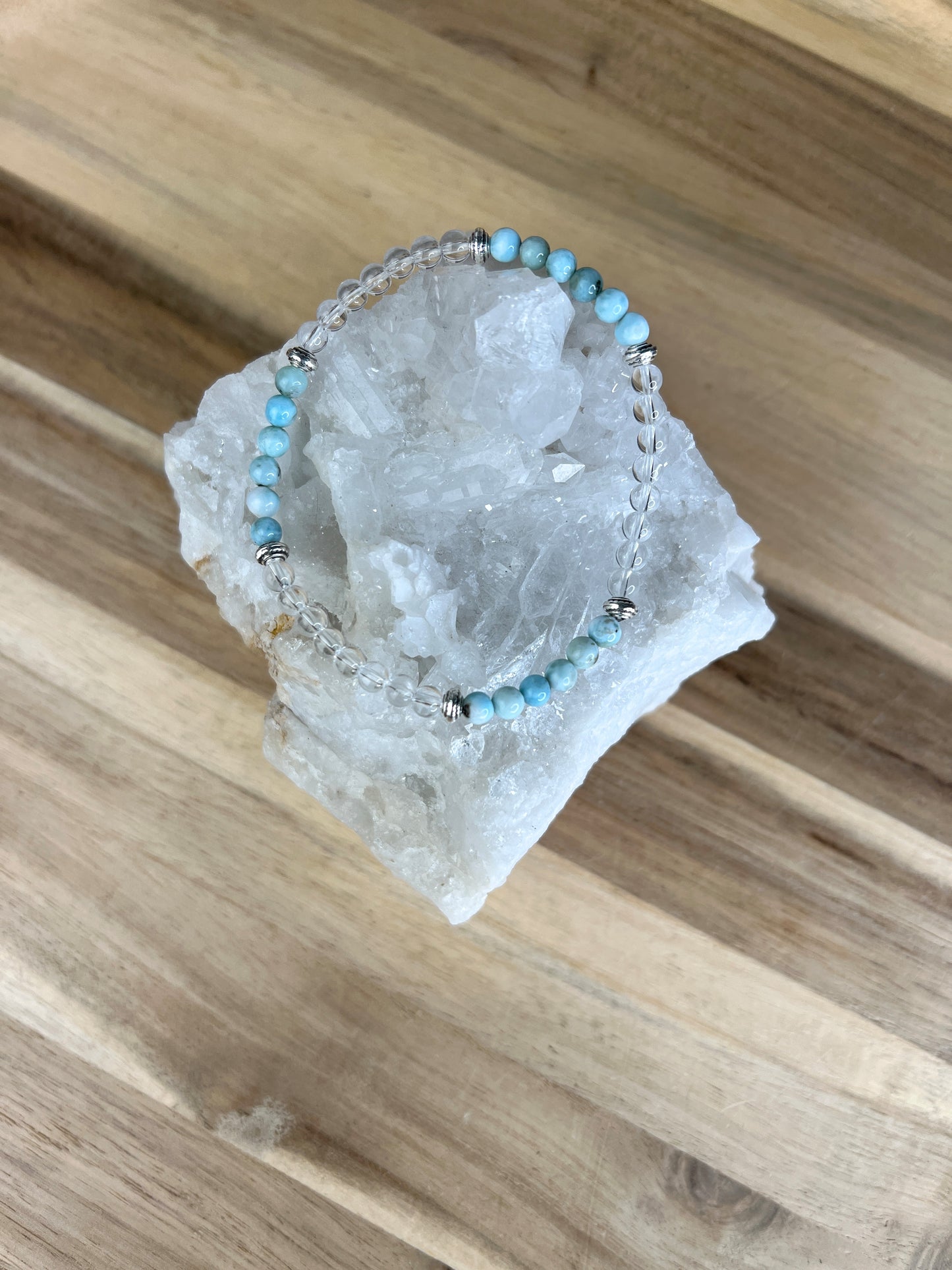 Larimar und Bergkristall Armband /4mm