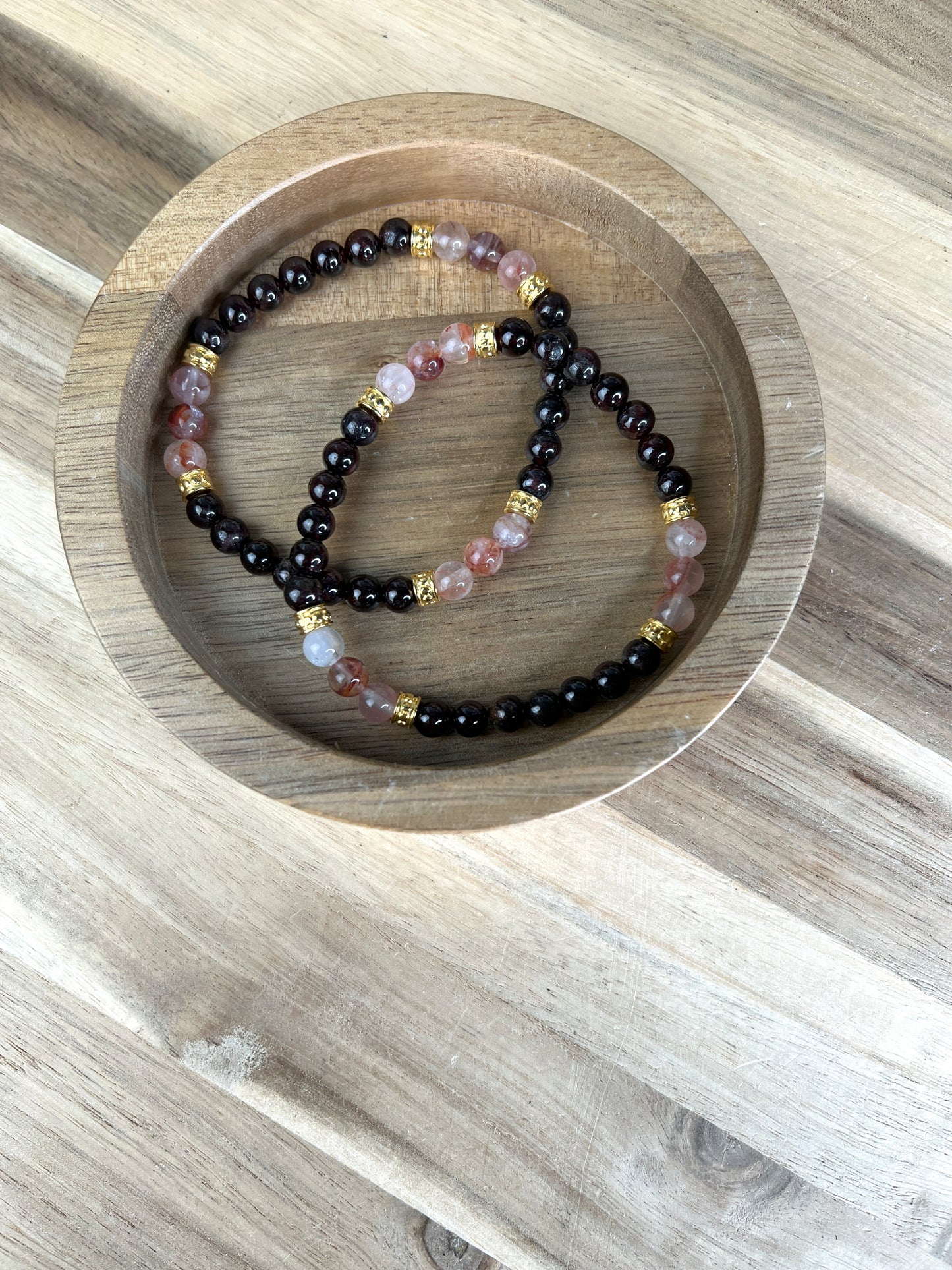 Granat und Feuerquarz  Armband /6mm