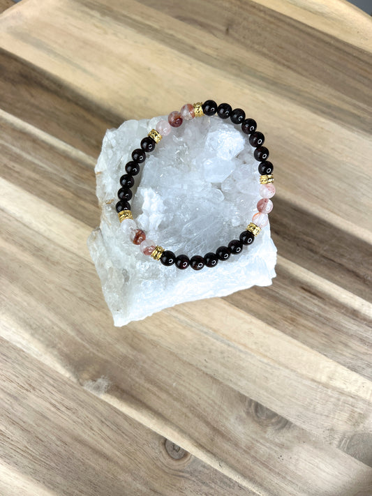 Granat und Feuerquarz Armband /6mm