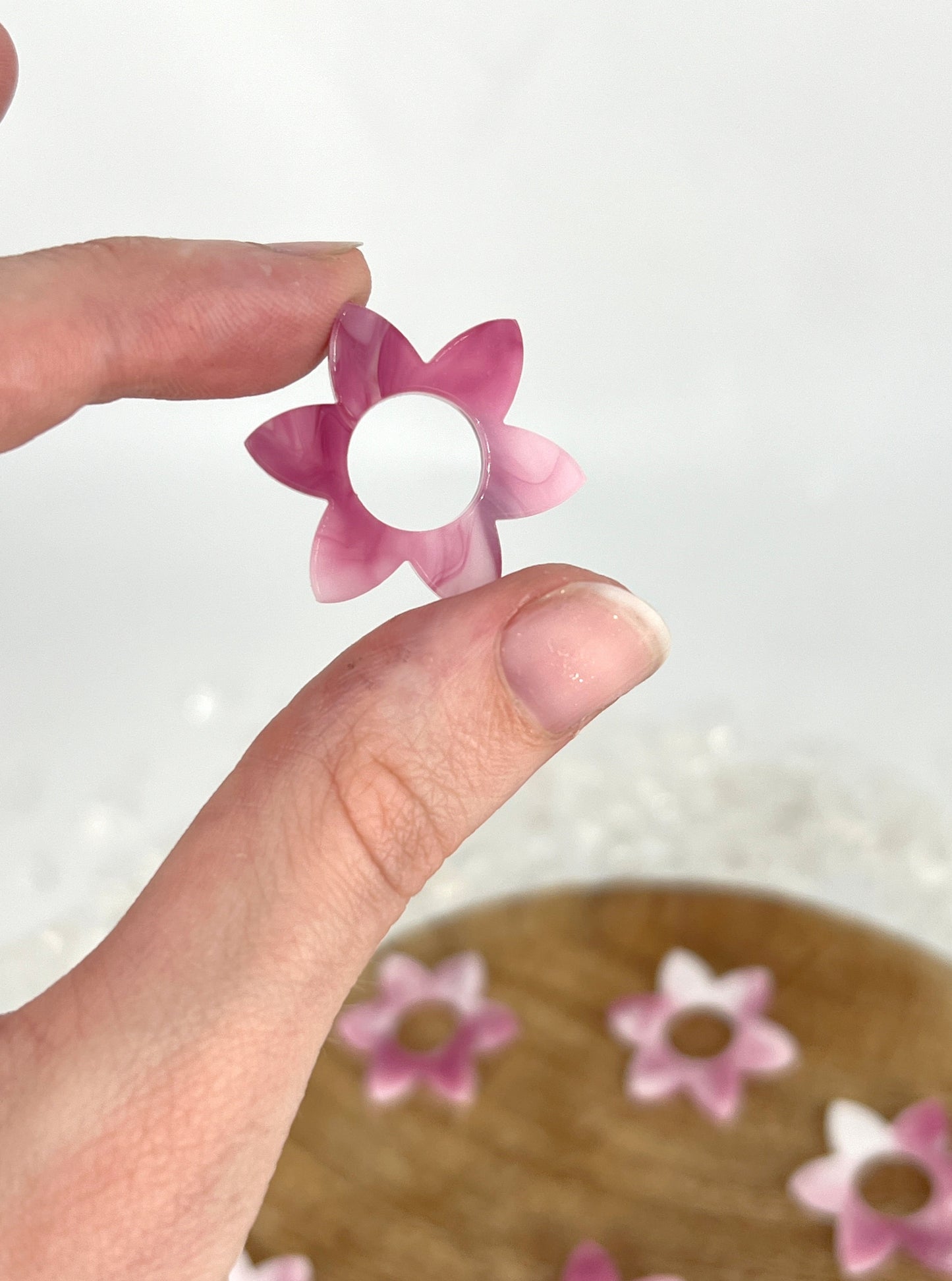 Mini Kugel Standfuß im Blumen Design / rosa weiß