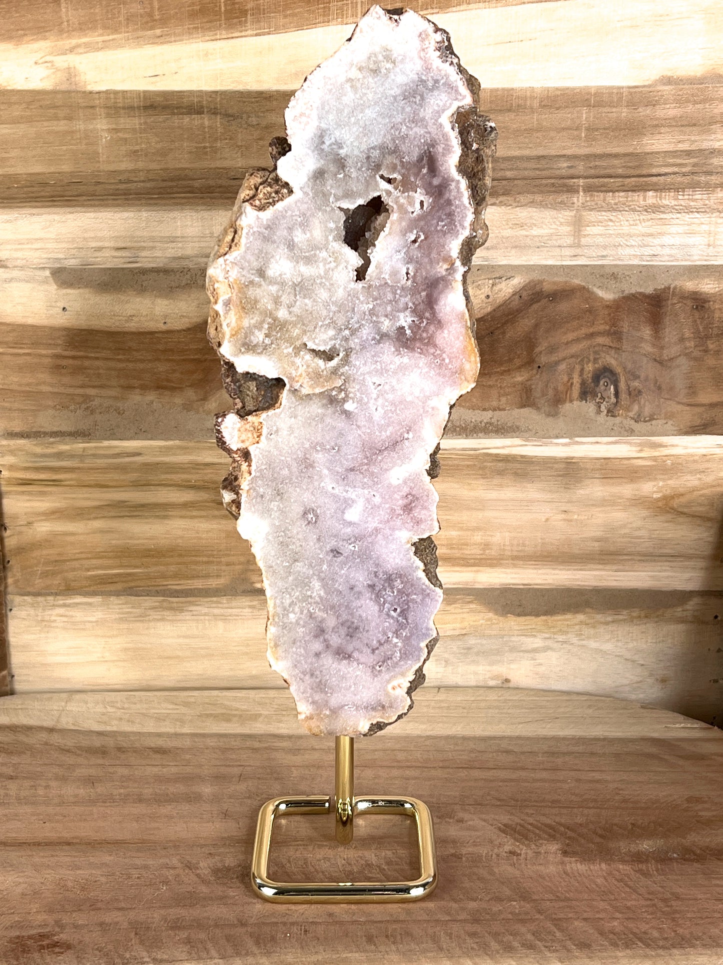 "Pink Amethyst" Scheibe auf Standfuß /M110